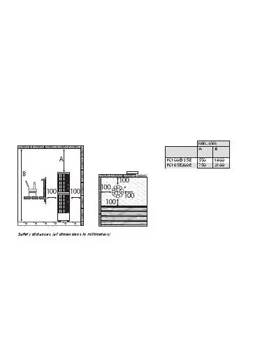 Harvia CilindroPro 100E-135E safety distances (technical diagram)