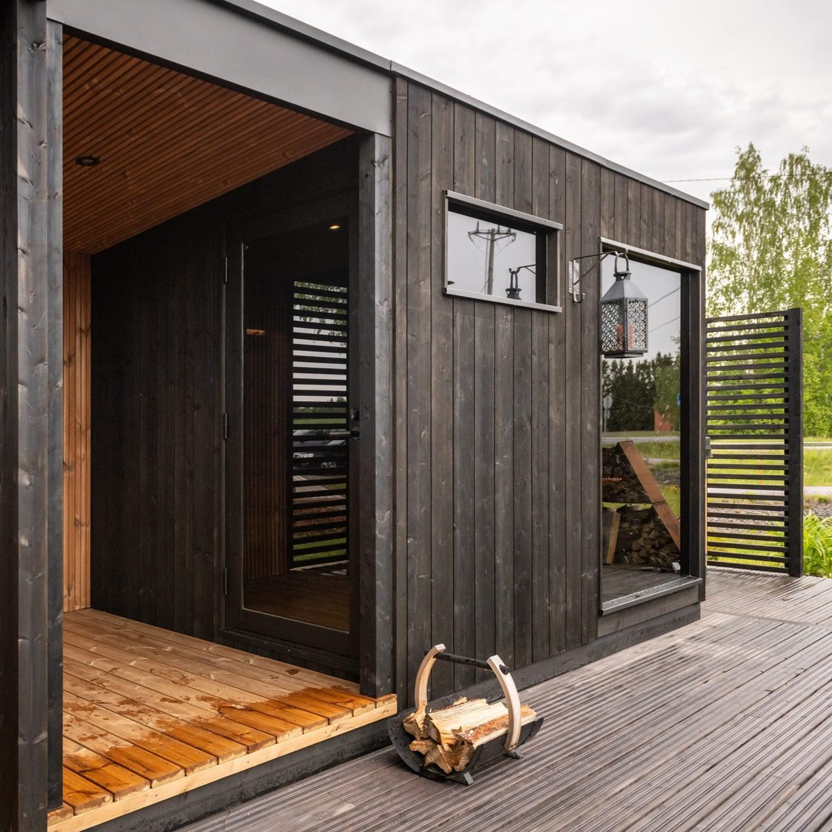 ThermaSol Nordic Misty modular outdoor sauna with terrace and pergola attached, Kirami FinVision Misty system, 2026