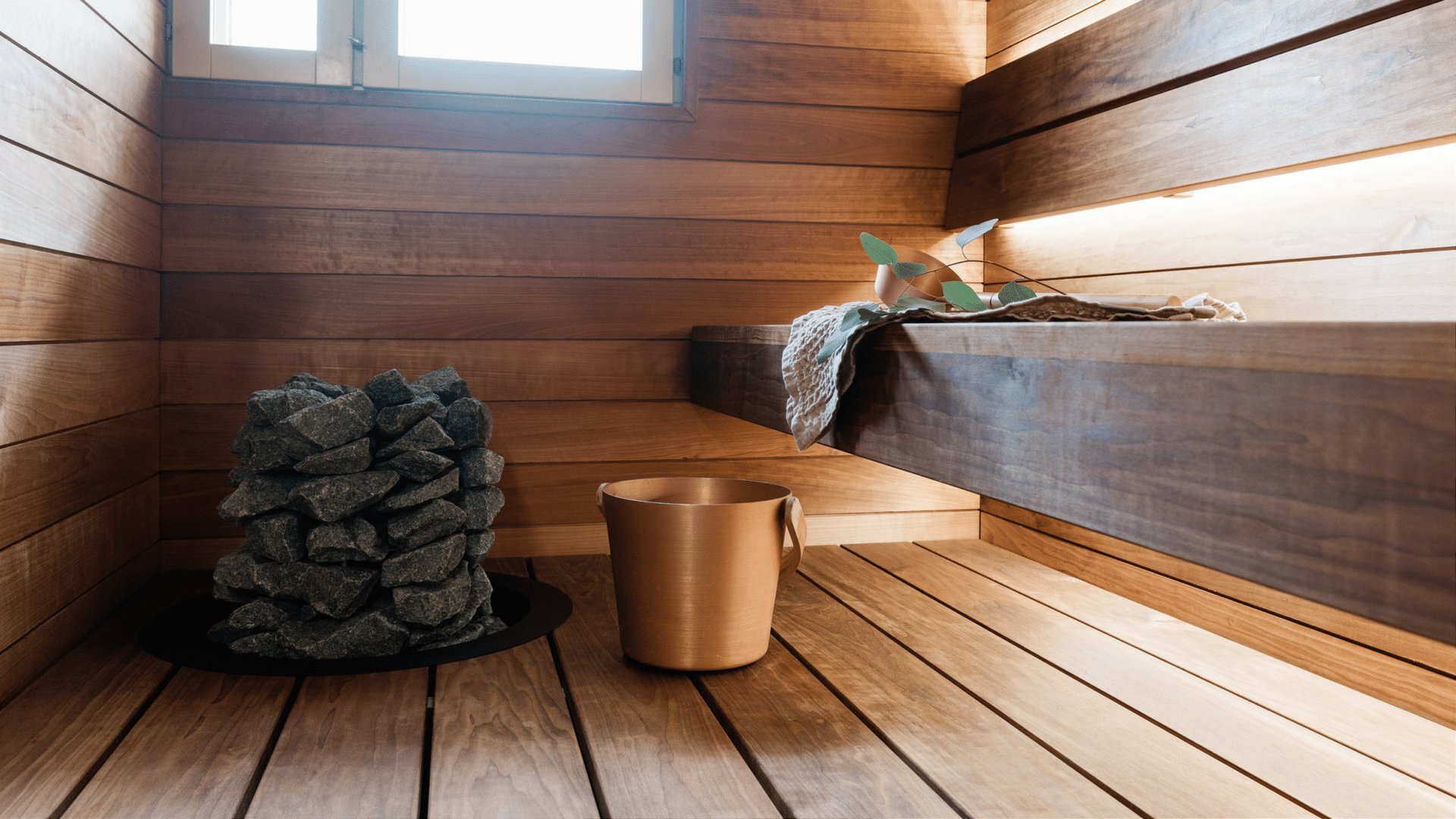 Mondex Rakka all-stone heater in a residential sauna