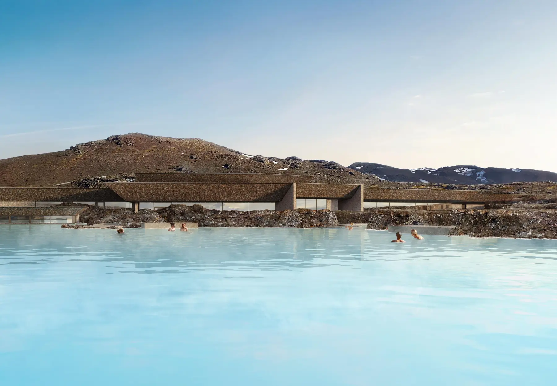 Laajennetut geotermiset laguunit Earth Lagoon Mývatnissa Islannissa