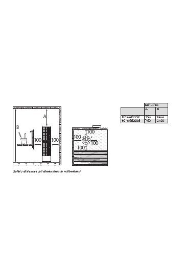 Harvia CilindroPro 100E-135E safety distances (technical diagram)